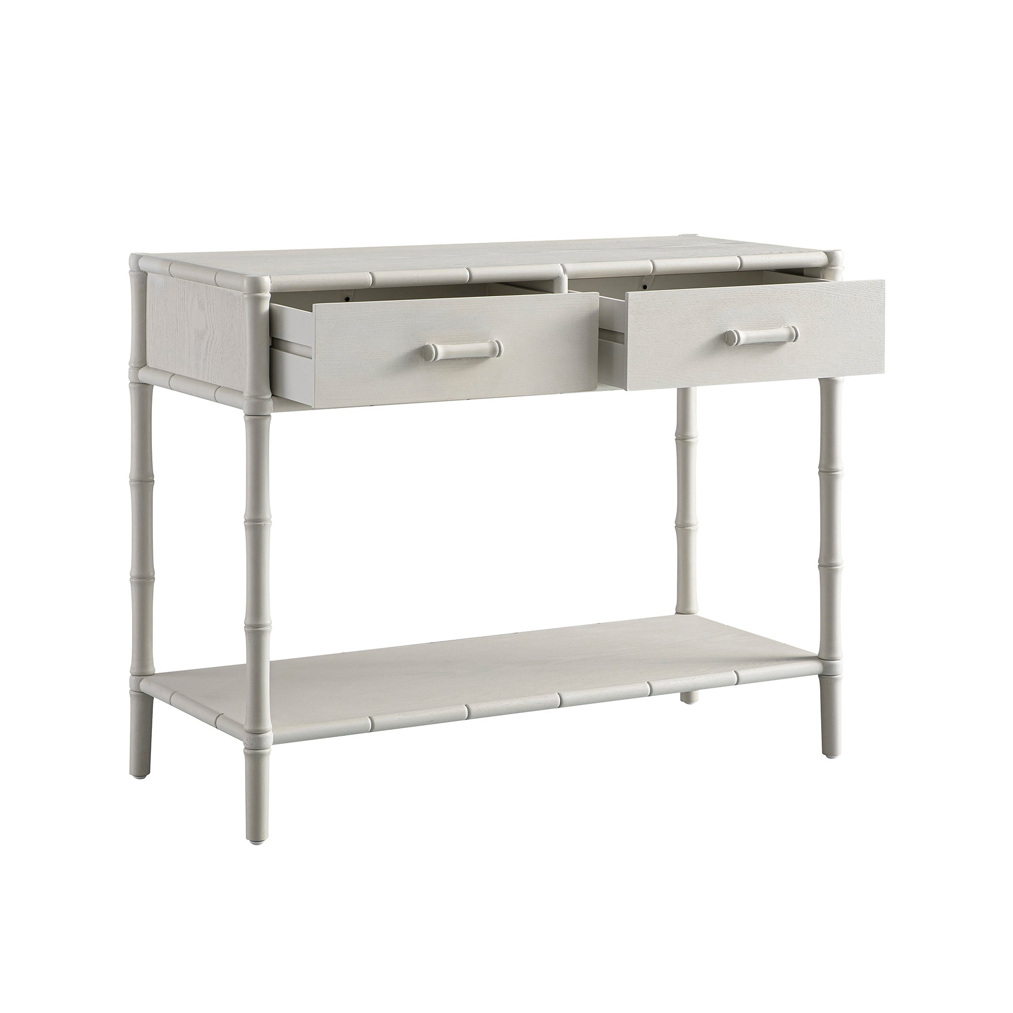 Elstowe Faux Bamboo 2-Drawer Console Table, Shaded White