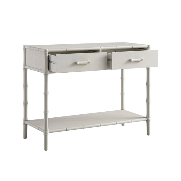 Elstowe Faux Bamboo 2-Drawer Console Table, Shaded White