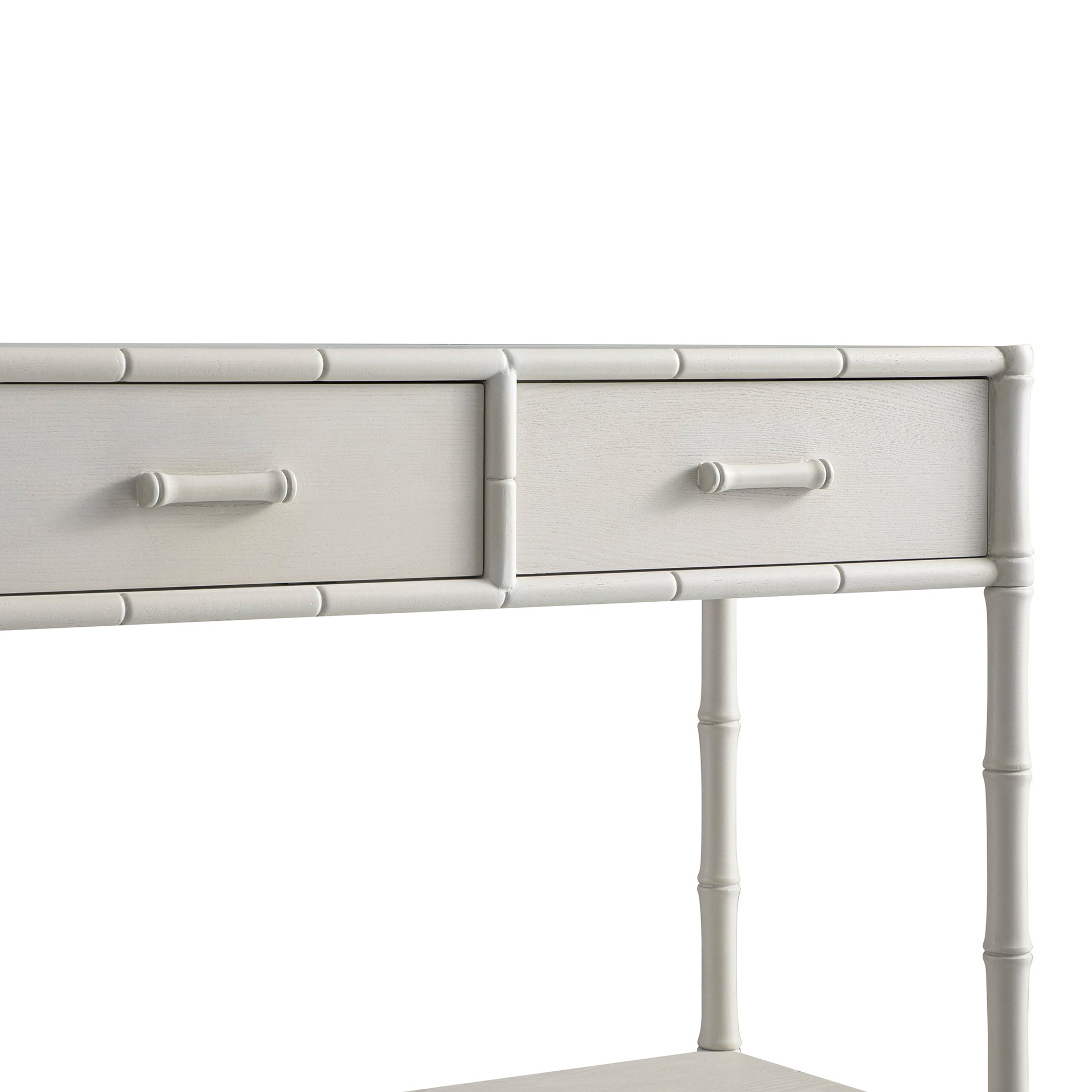 Elstowe Faux Bamboo 2-Drawer Console Table, Shaded White