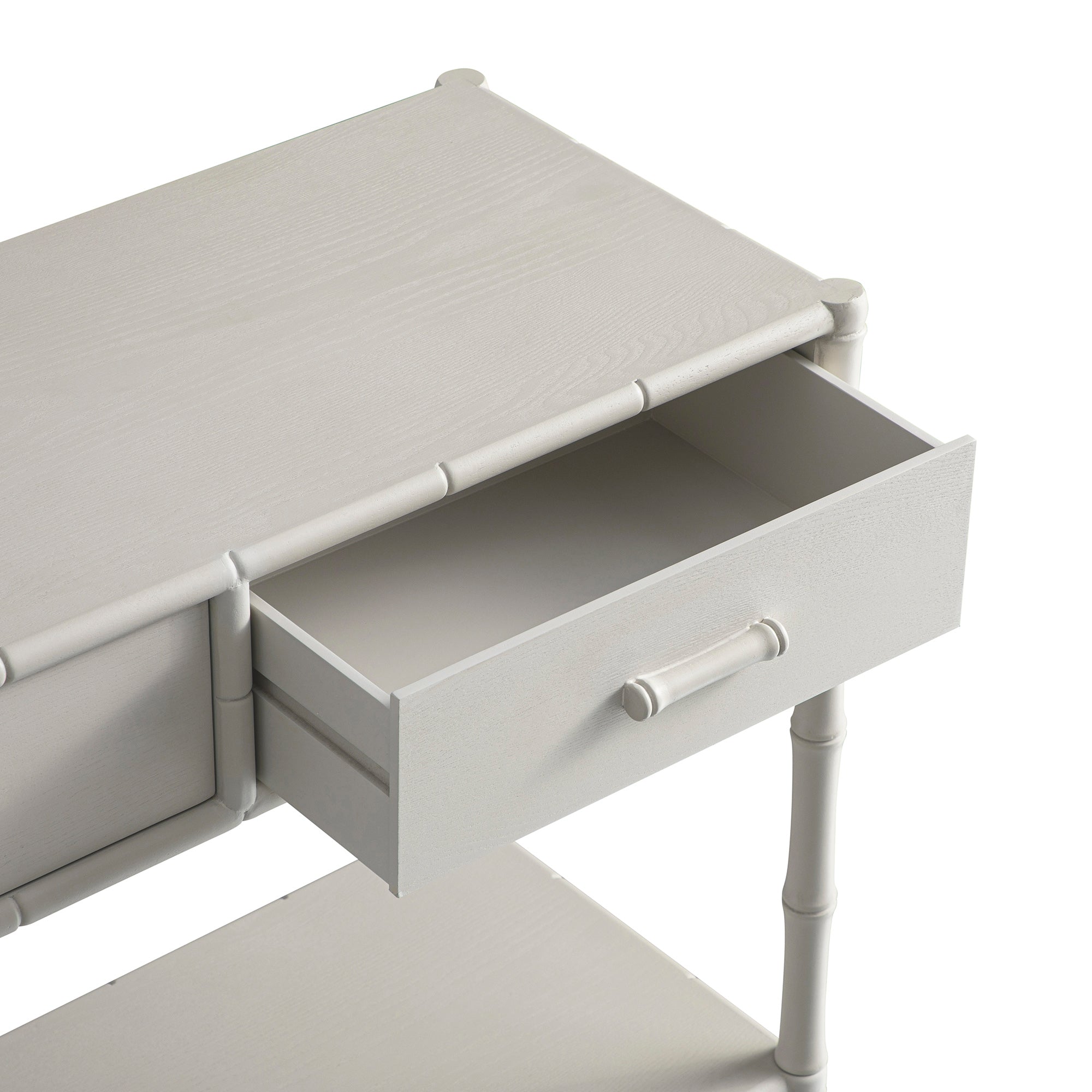 Elstowe Faux Bamboo 2-Drawer Console Table, Shaded White