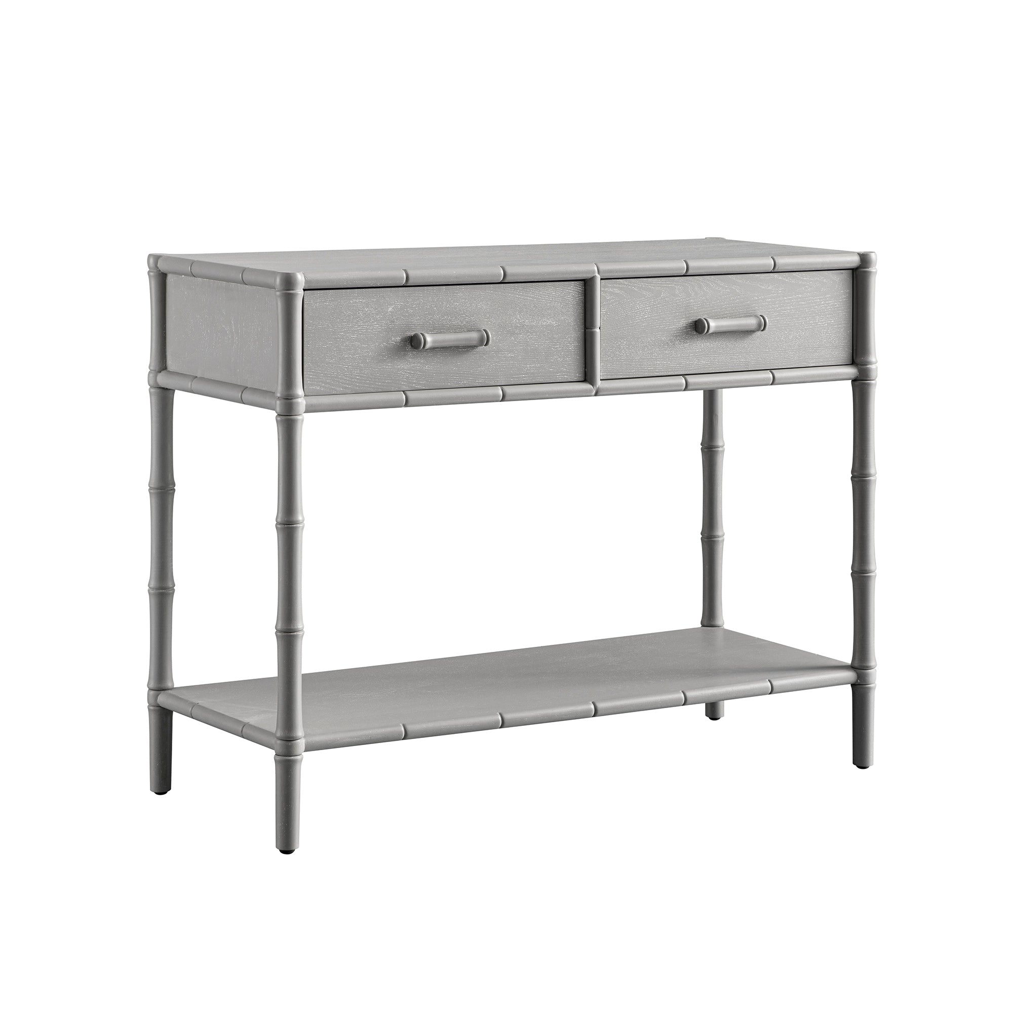 Elstowe Faux Bamboo 2-Drawer Console Table, Warm Gray