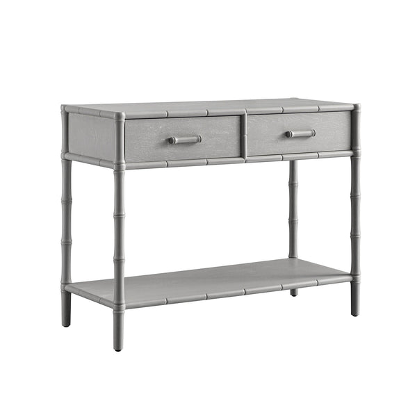 Elstowe Faux Bamboo 2-Drawer Console Table, Warm Gray