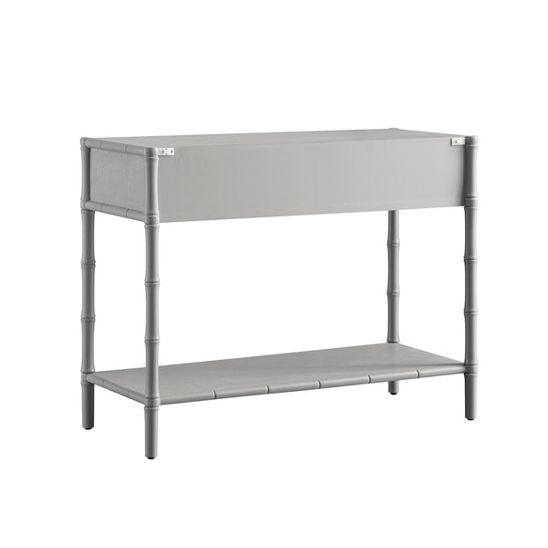 Elstowe Faux Bamboo 2-Drawer Console Table, Warm Gray