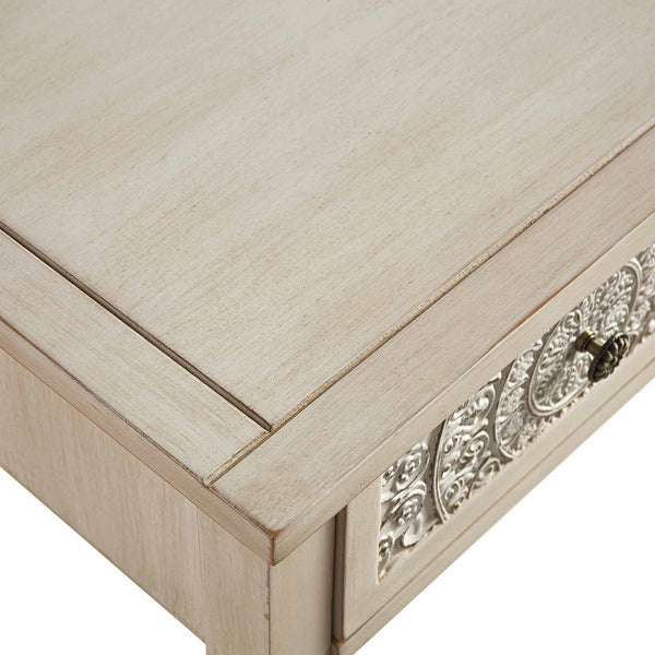 Chantilly Whitewashed Carved Console Table