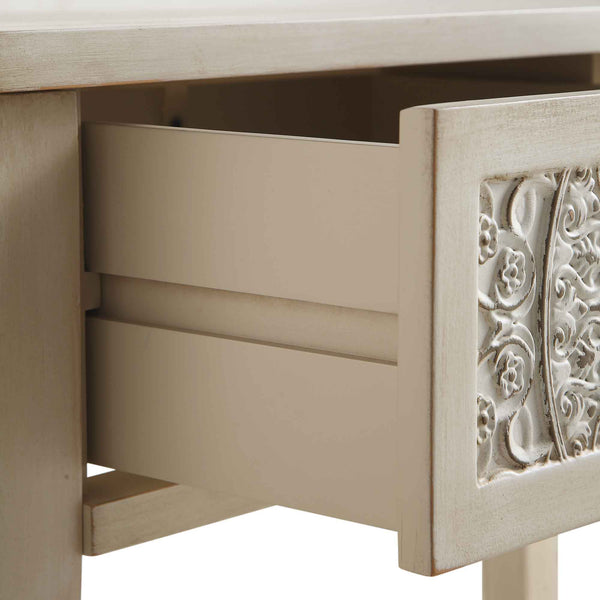 Chantilly Whitewashed Carved Console Table