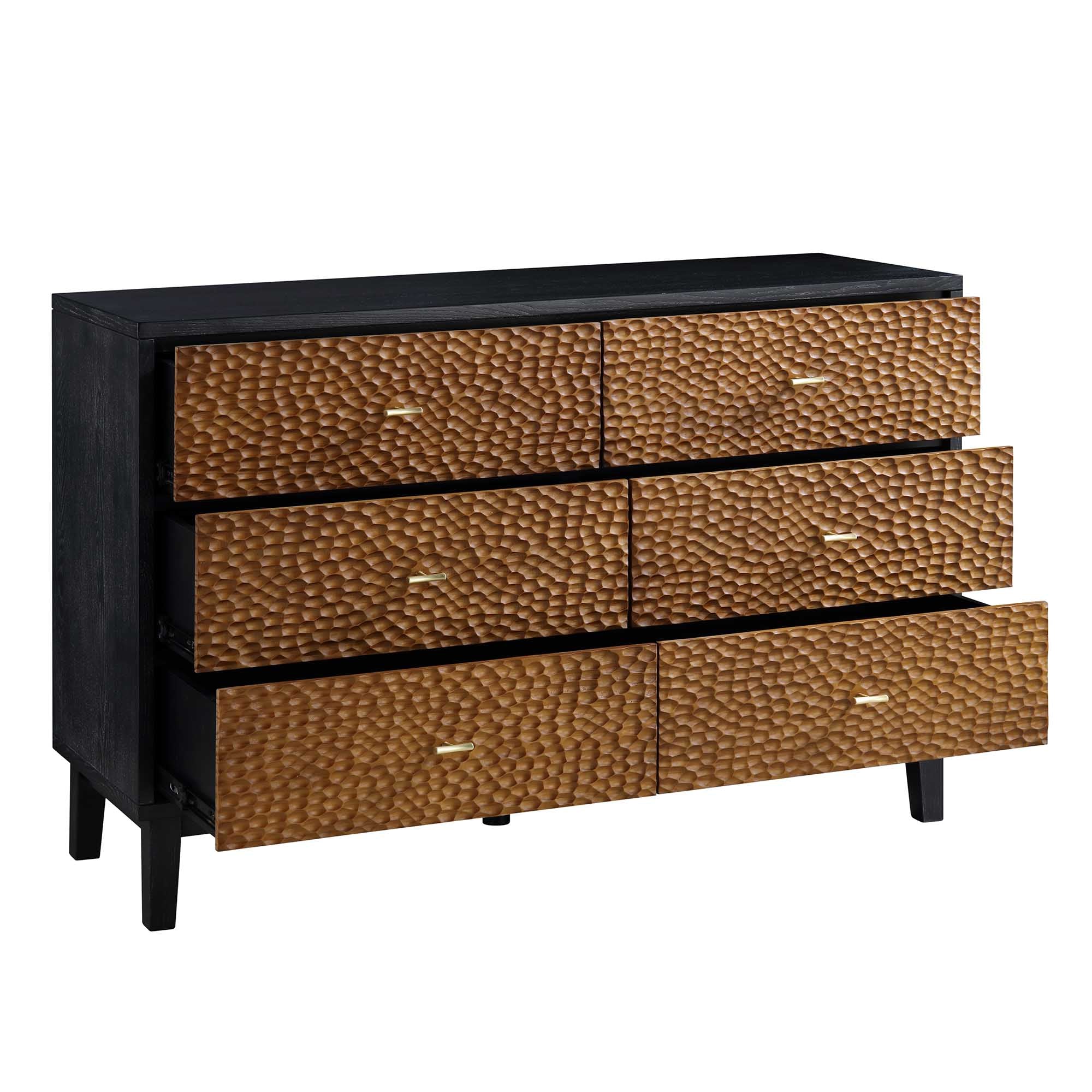Bianca Chip Carved 6 Drawer Dresser, Antique Bronze & Black | daals.com Bianca Chip Carved 6 Drawer Dresser, Antique Bronze & Black | daals.com