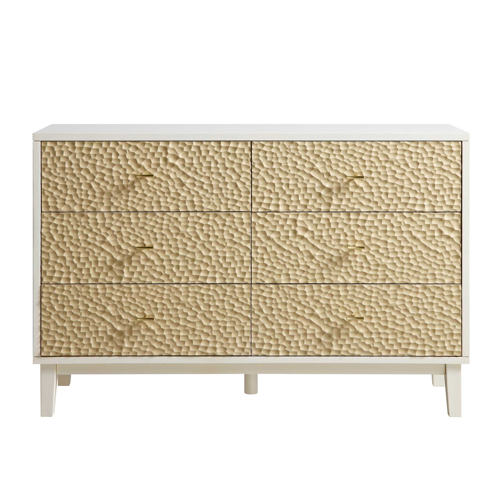 ivory inlay dresser Bianca Chip Carved 3 Drawer Dresser, Sand Beige & Ivory