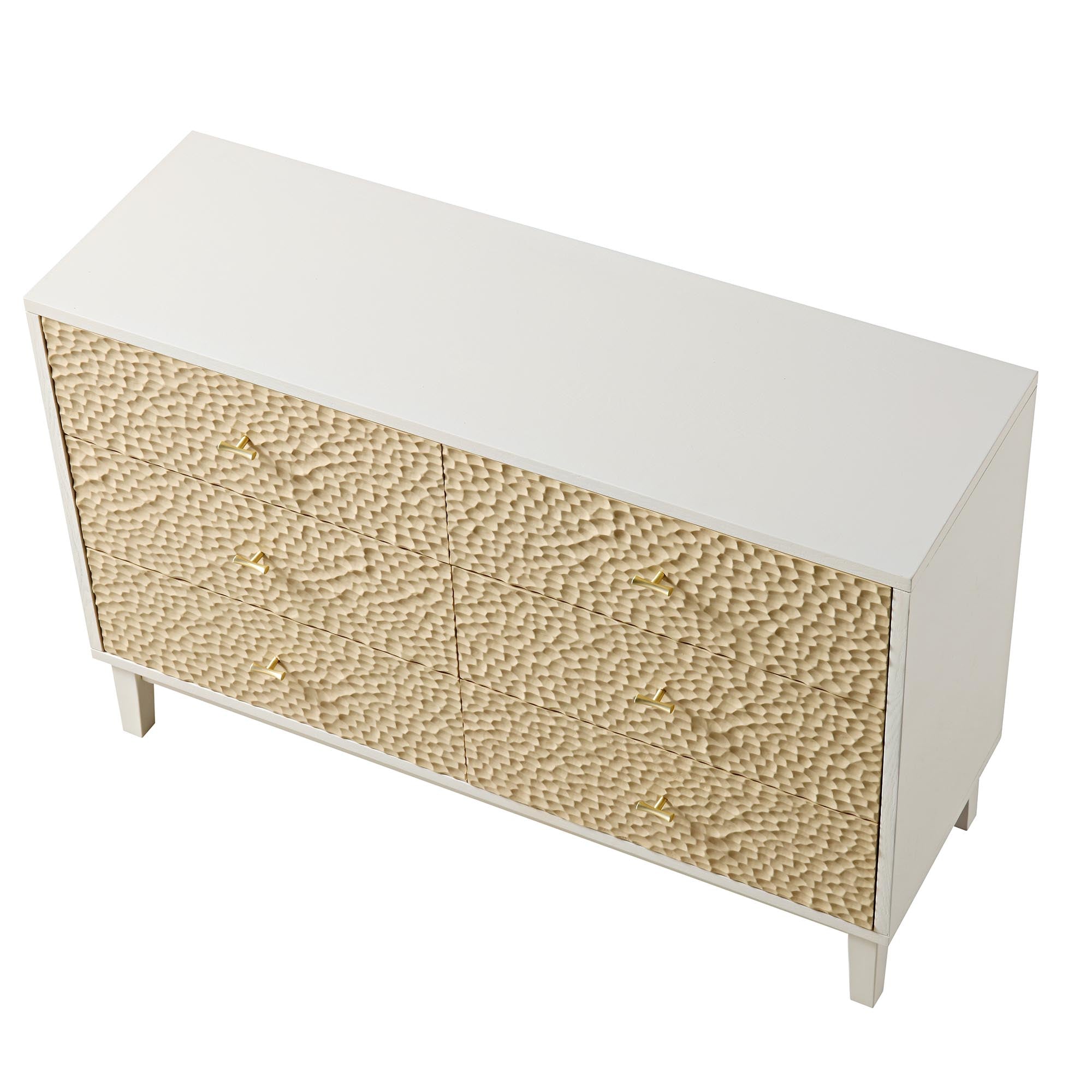 Bianca Chip Carved 6 Drawer Dresser, Sand Beige & Ivory - daals - Chest of Drawers Bianca Chip Carved 6 Drawer Dresser, Sand Beige & Ivory - daals - Chest of Drawers