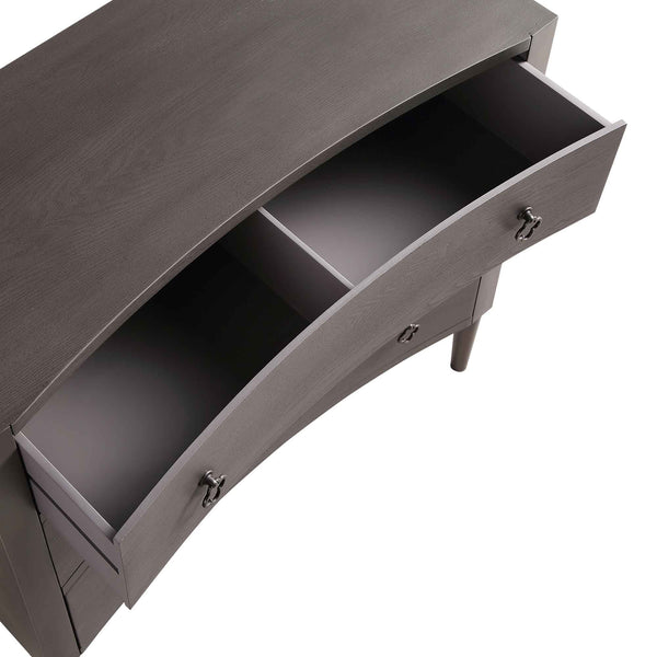 Thalia Concave 3 Drawer Dresser, Silver Oak