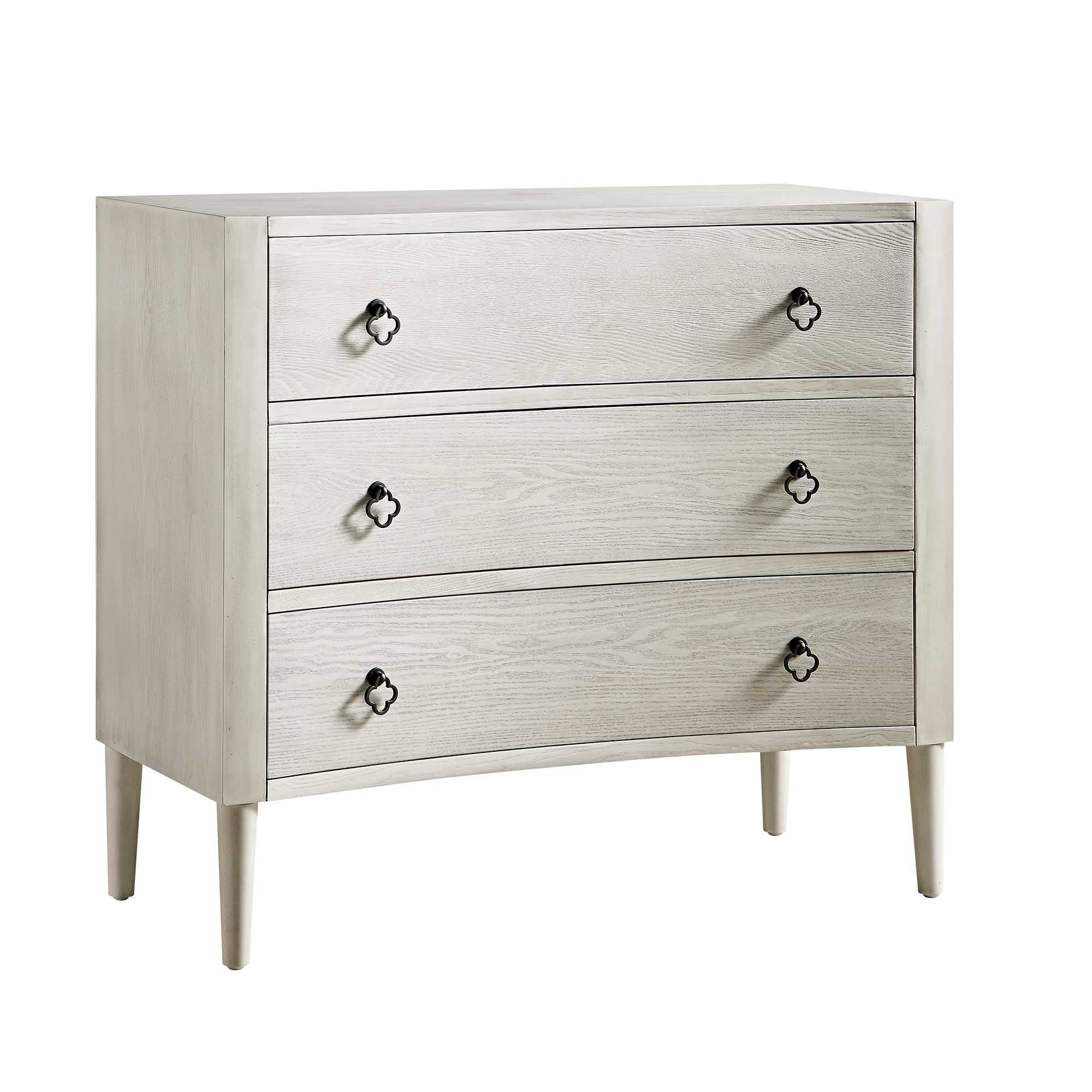 short white dresser Thalia Concave 3 Drawer Dresser, Washed White