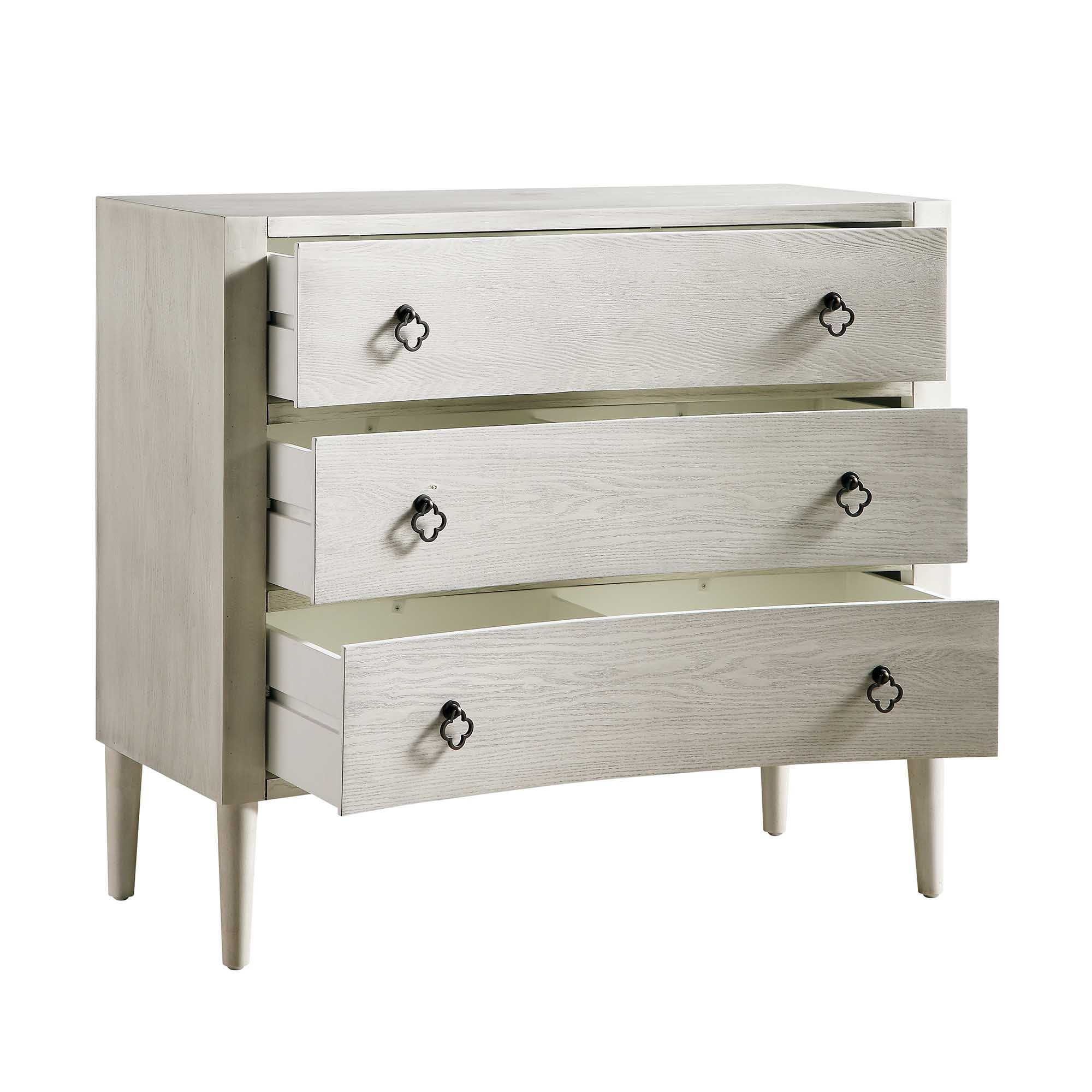 small three drawer dresser Thalia Concave 3 Drawer Dresser, Washed White