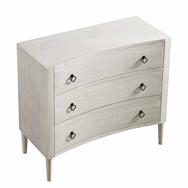 Thalia Concave 3 Drawer Dresser, Washed White