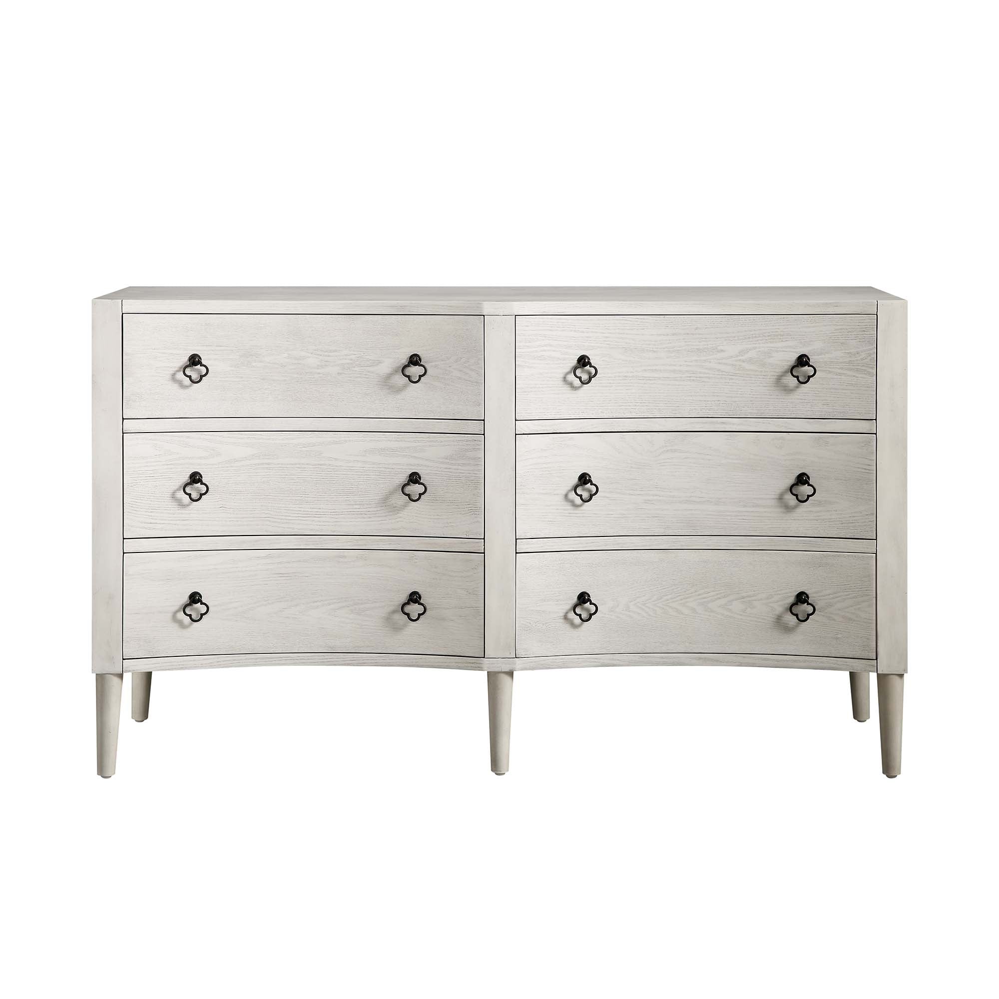 Thalia Concave Double Six Drawer Dresser, Washed White - daals - Chest of Drawers Thalia Concave Double Six Drawer Dresser, Washed White - daals - Chest of Drawers