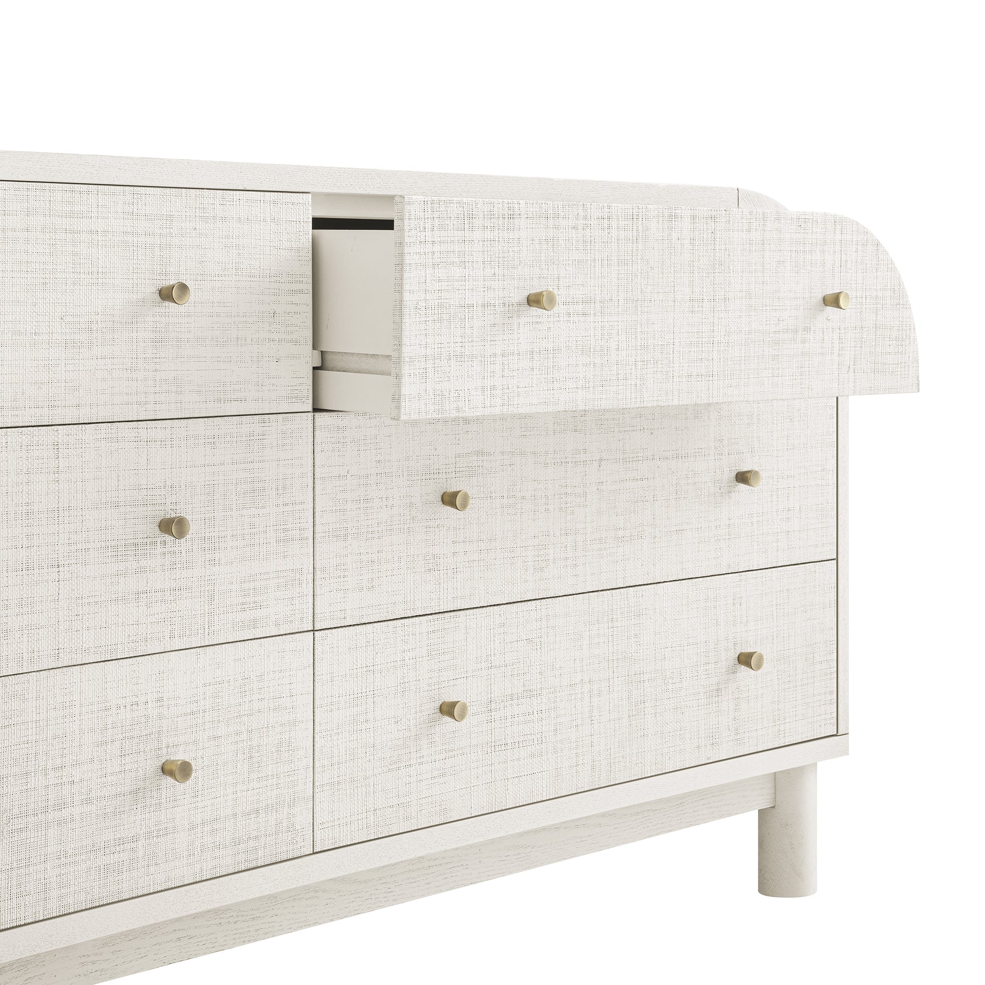 Maude 6 Drawer Dresser, Washed White Ash with Raffia - daals Maude 6 Drawer Dresser, Washed White Ash with Raffia - daals