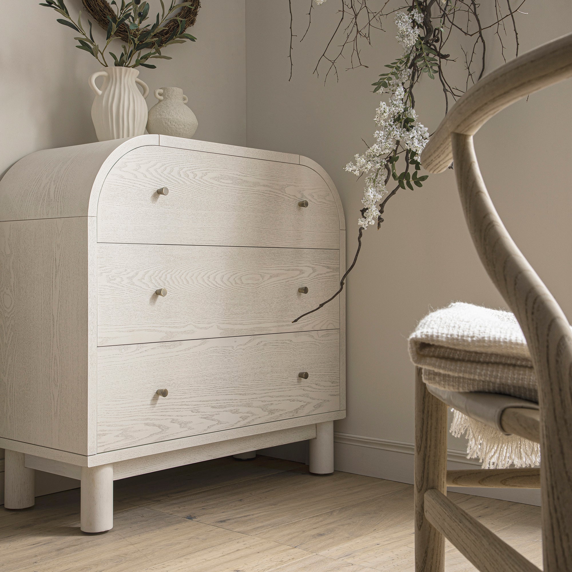 Maude 3 Drawer Dresser, Washed White Ash - daals - Chest of Drawers Maude 3 Drawer Dresser, Washed White Ash - daals - Chest of Drawers
