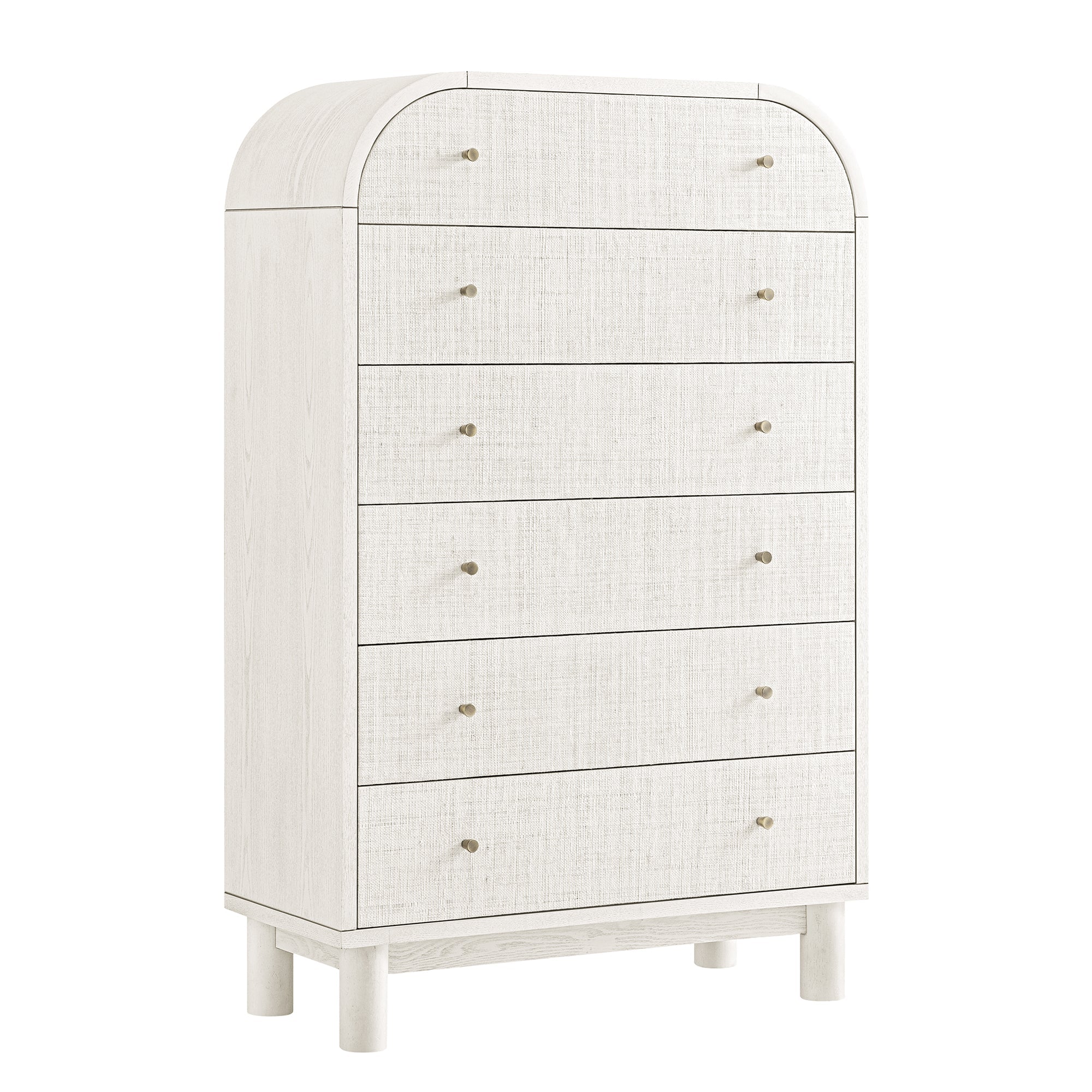 Maude Tall Dresser, Washed White Ash with Raffia Maude Tall Dresser, Washed White Ash with Raffia