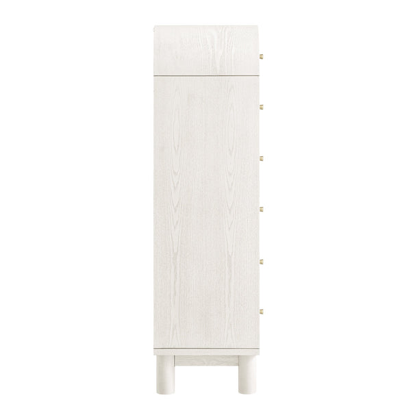 Maude Tall Dresser, Washed White Ash with Raffia