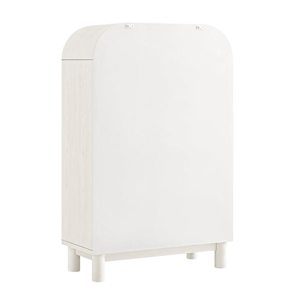 Maude Tall Dresser, Washed White Ash with Raffia