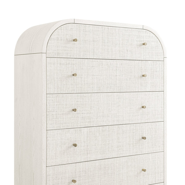 Maude Tall Dresser, Washed White Ash with Raffia
