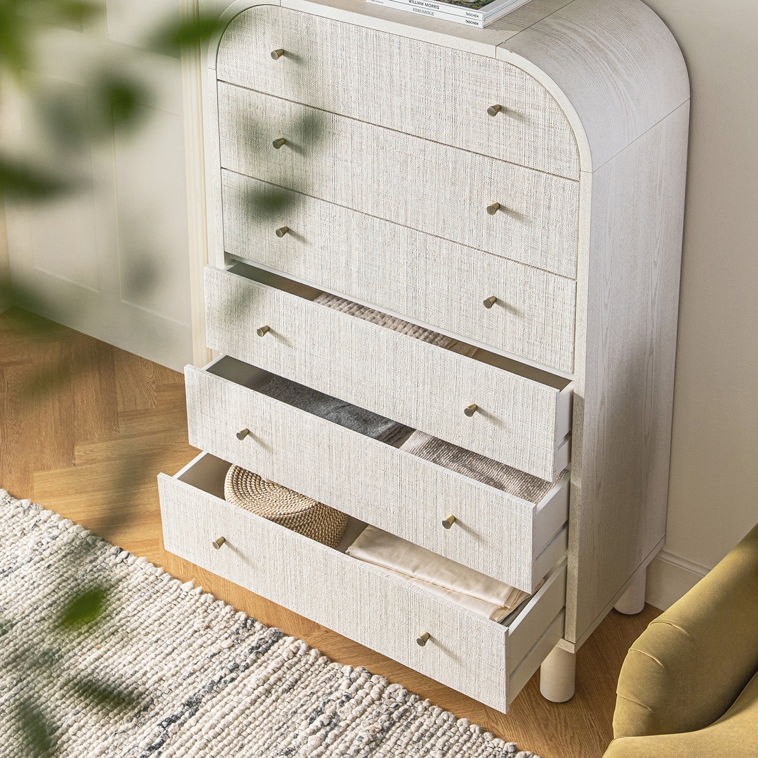 Maude Tall Dresser, Washed White Ash with Raffia | daals.com Maude Tall Dresser, Washed White Ash with Raffia | daals.com