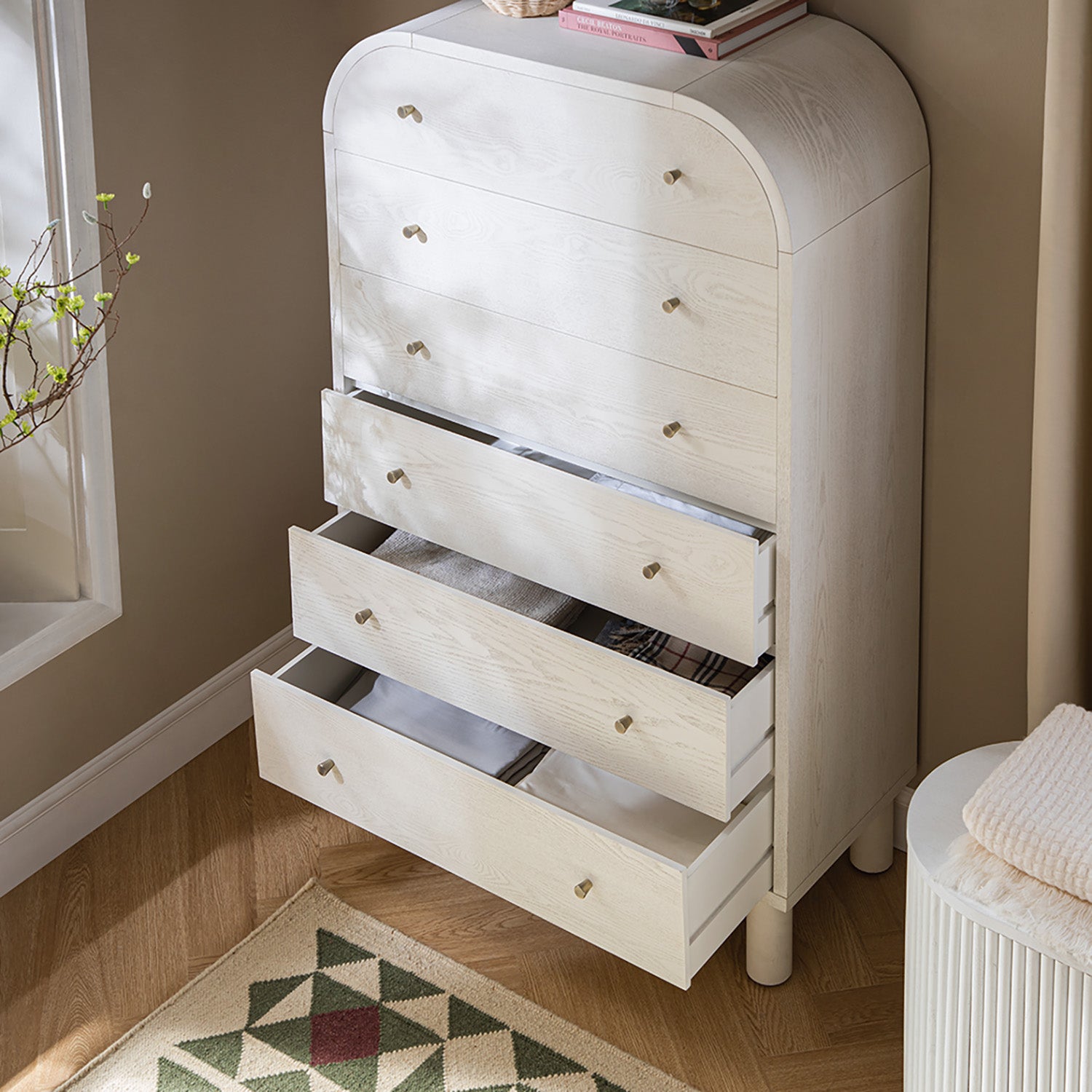 Maude Tall Dresser, Washed White Ash