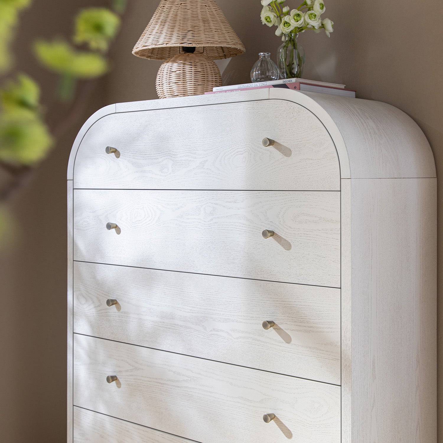 Maude Tall Dresser, Washed White Ash