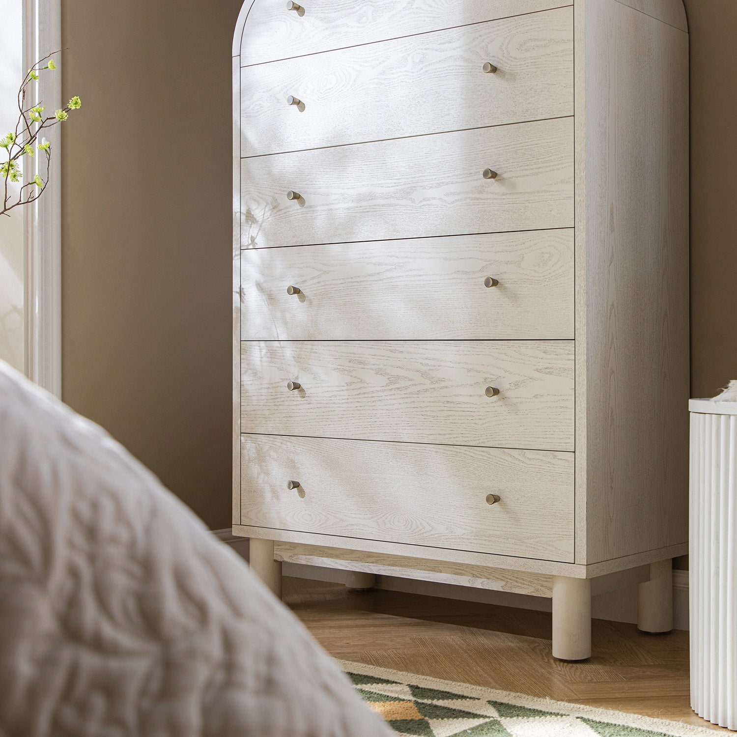 Maude Tall Dresser, Washed White Ash