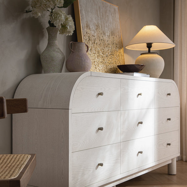 Maude 9 Drawer Dresser, Washed White Ash