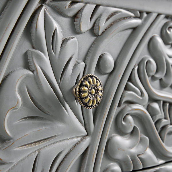 Chantilly Mid Gray Carved Wide 6 Drawer Dresser