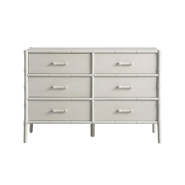 Elstowe Faux Bamboo 6-Drawer Dresser, Shaded White