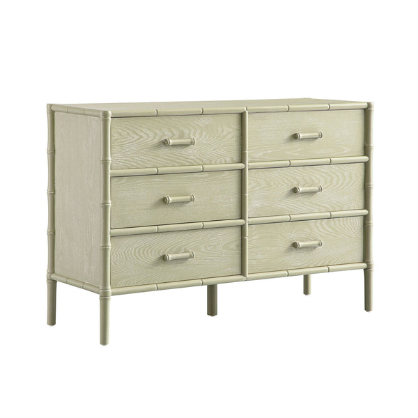 Elstowe Faux Bamboo 6-Drawer Dresser, Sage Green