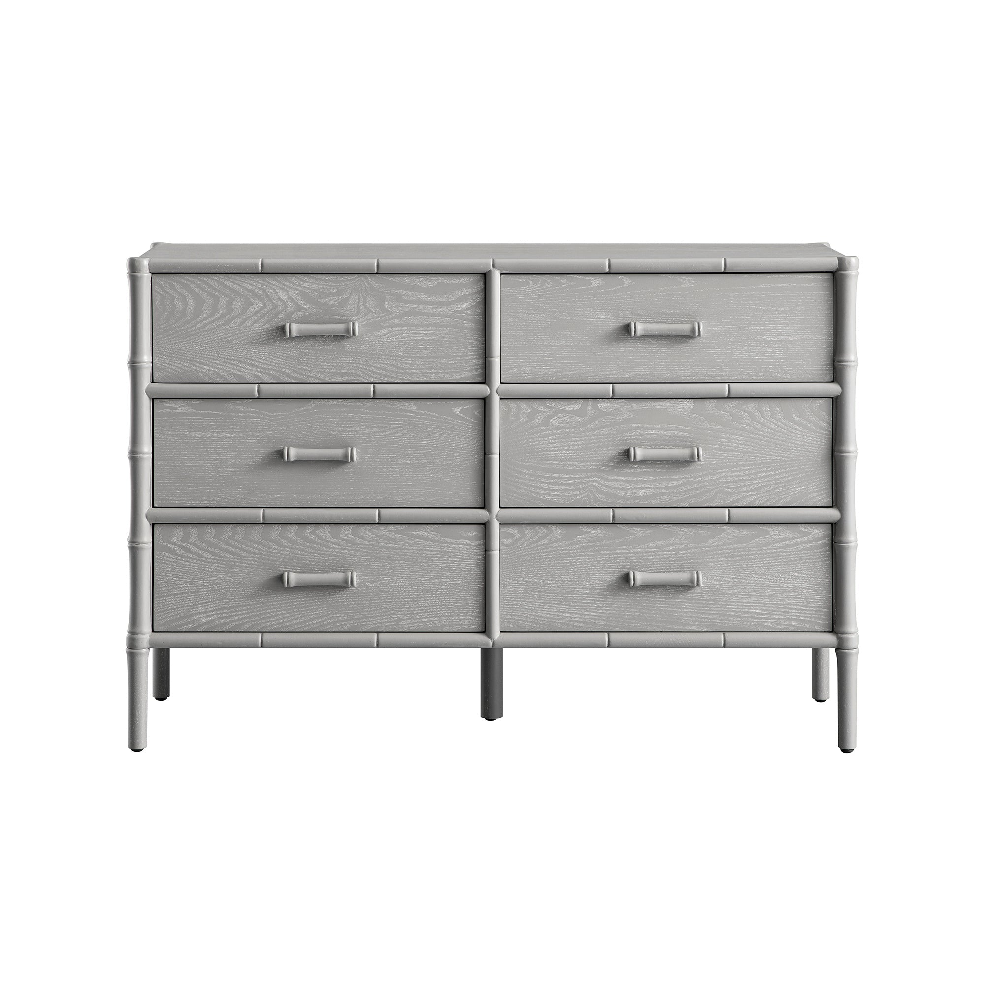 Elstowe Faux Bamboo 6-Drawer Dresser, Warm Gray