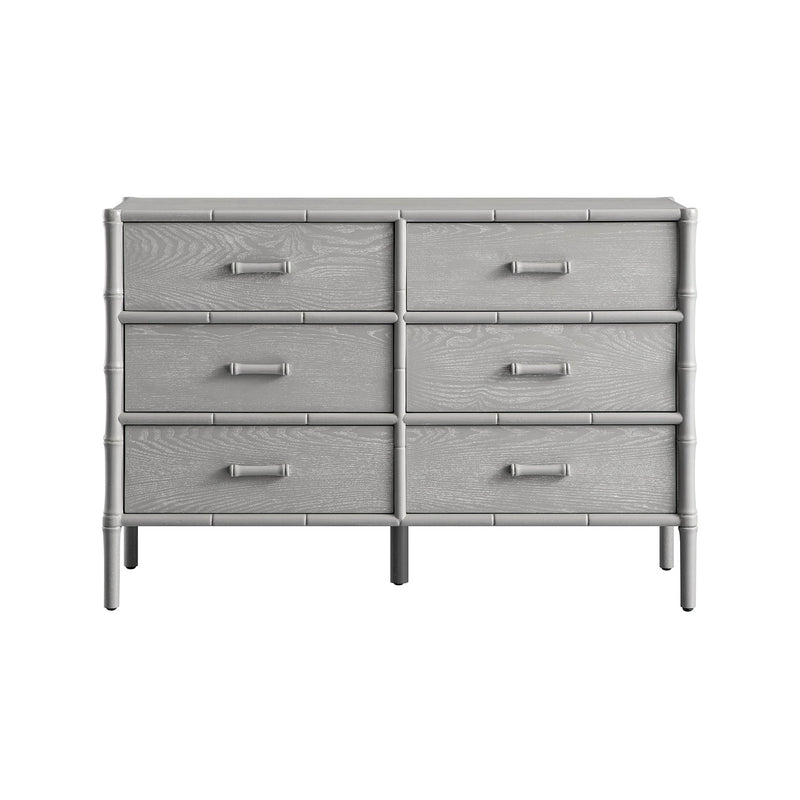 Elstowe Faux Bamboo 6-Drawer Dresser, Warm Gray