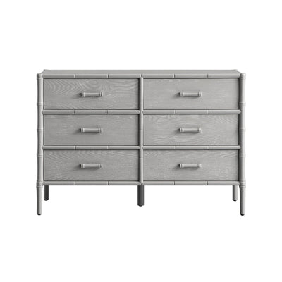 Elstowe Faux Bamboo 6-Drawer Dresser, Warm Gray