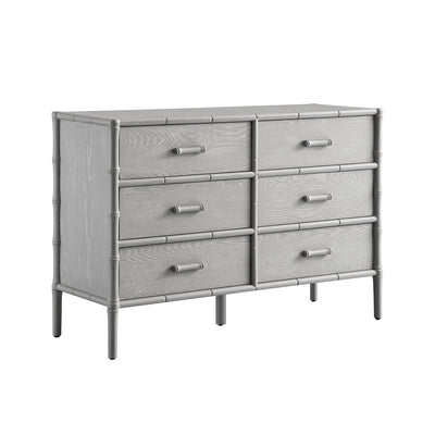 Elstowe Faux Bamboo 6-Drawer Dresser, Warm Gray