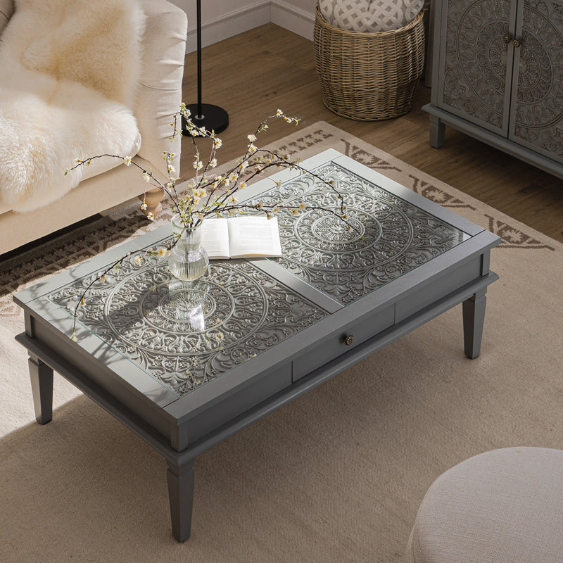 Chantilly Mid Gray Coffee Table with Drawers