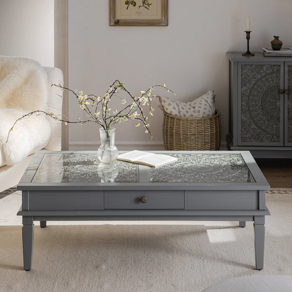 Chantilly Mid Gray Coffee Table with Drawers