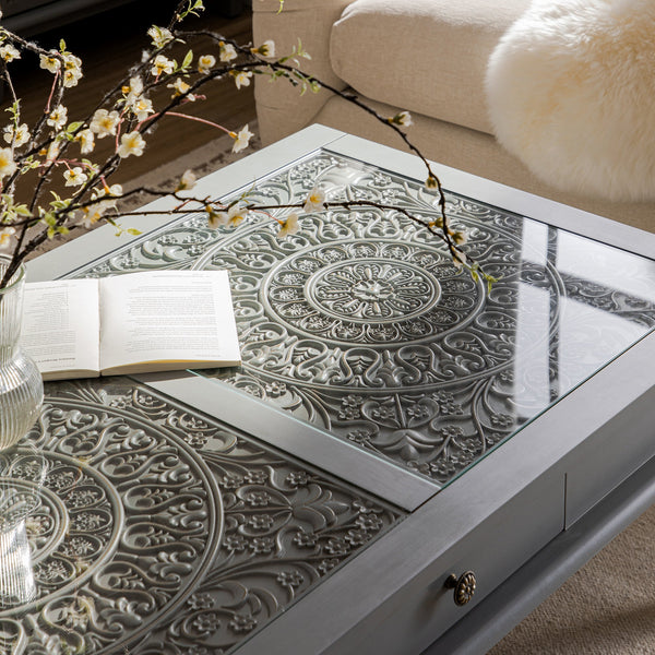 Chantilly Mid Gray Coffee Table with Drawers