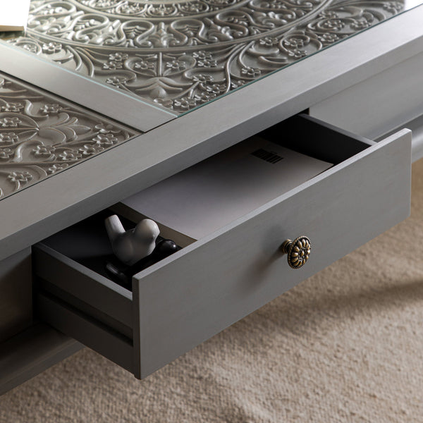 Chantilly Mid Gray Coffee Table with Drawers