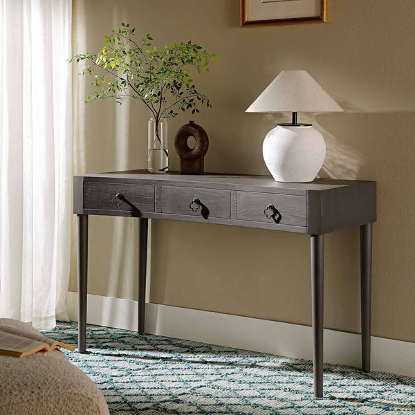 grey and oak dressing table DUSK Nell Dressing Table Console - Grey - Brushed Silver Handle