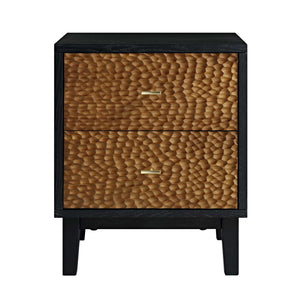 Bianca Chip Carved Nightstand, Antique Bronze & Black