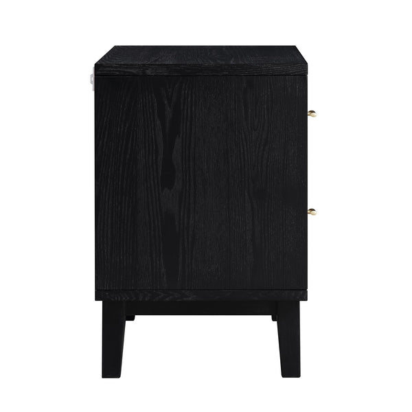 Bianca Chip Carved Nightstand, Antique Bronze & Black