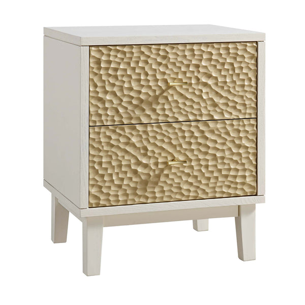 Bianca Chip Carved Nightstand, Sand Beige & Ivory