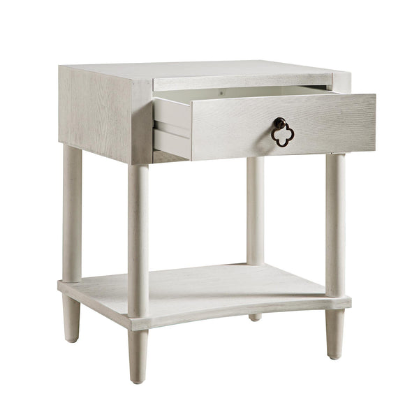Thalia Concave 1 Drawer Nightstand, Washed White