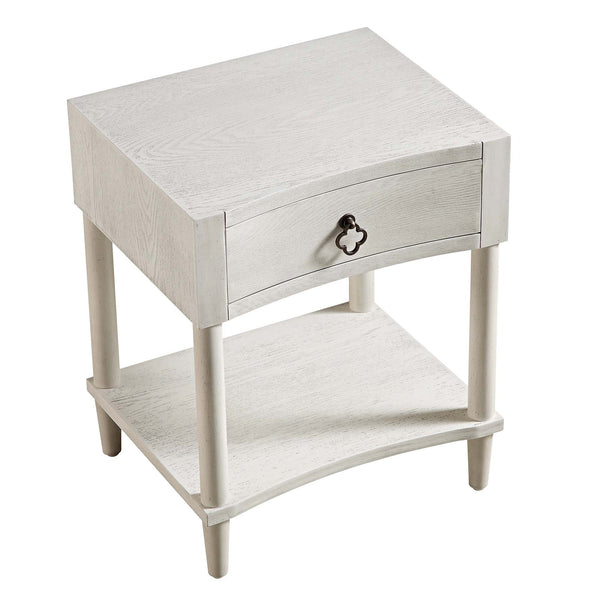 Thalia Concave 1 Drawer Nightstand, Washed White