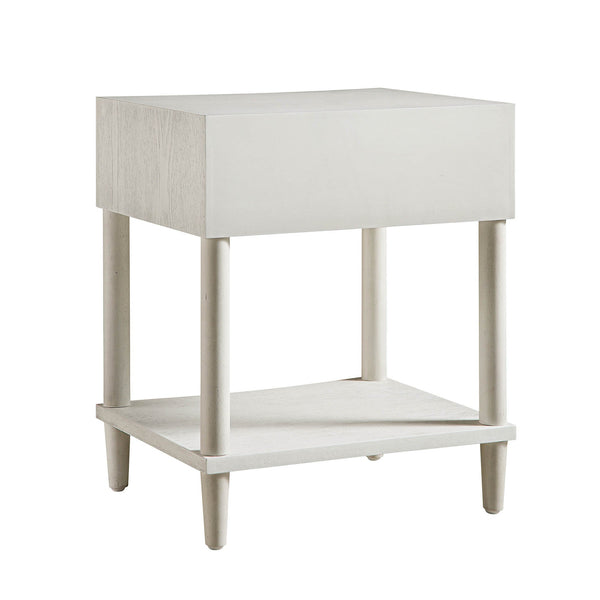 Thalia Concave 1 Drawer Nightstand, Washed White