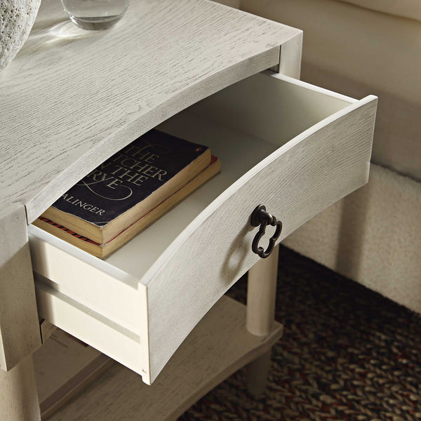 Thalia Concave 1 Drawer Nightstand, Washed White