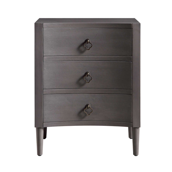 Thalia Concave 3 Drawer Nightstand, Silver Oak