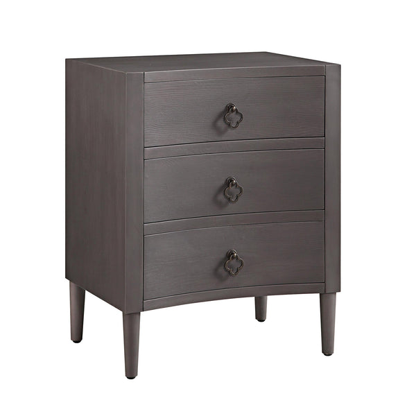 Thalia Concave 3 Drawer Nightstand, Silver Oak