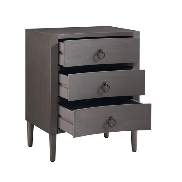 Thalia Concave 3 Drawer Nightstand, Silver Oak